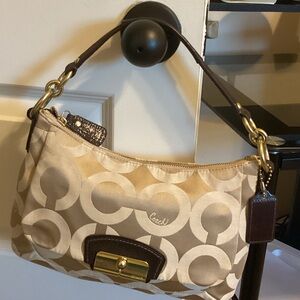 Coach Tan and Brown Shoulder Bag